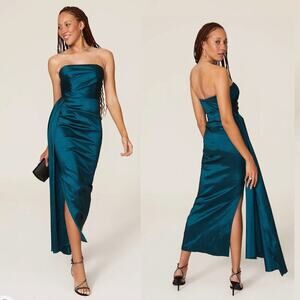 elle zeitoune Paulina Strapless Satin Gown - Size XS